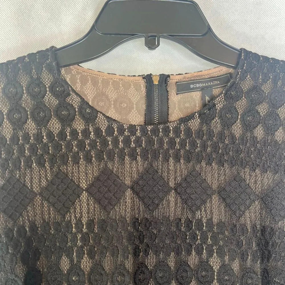 BCBGMaxazria Michelle Black Lace Peplum Full Back Zip Top Size Small - Picture 3 of 9
